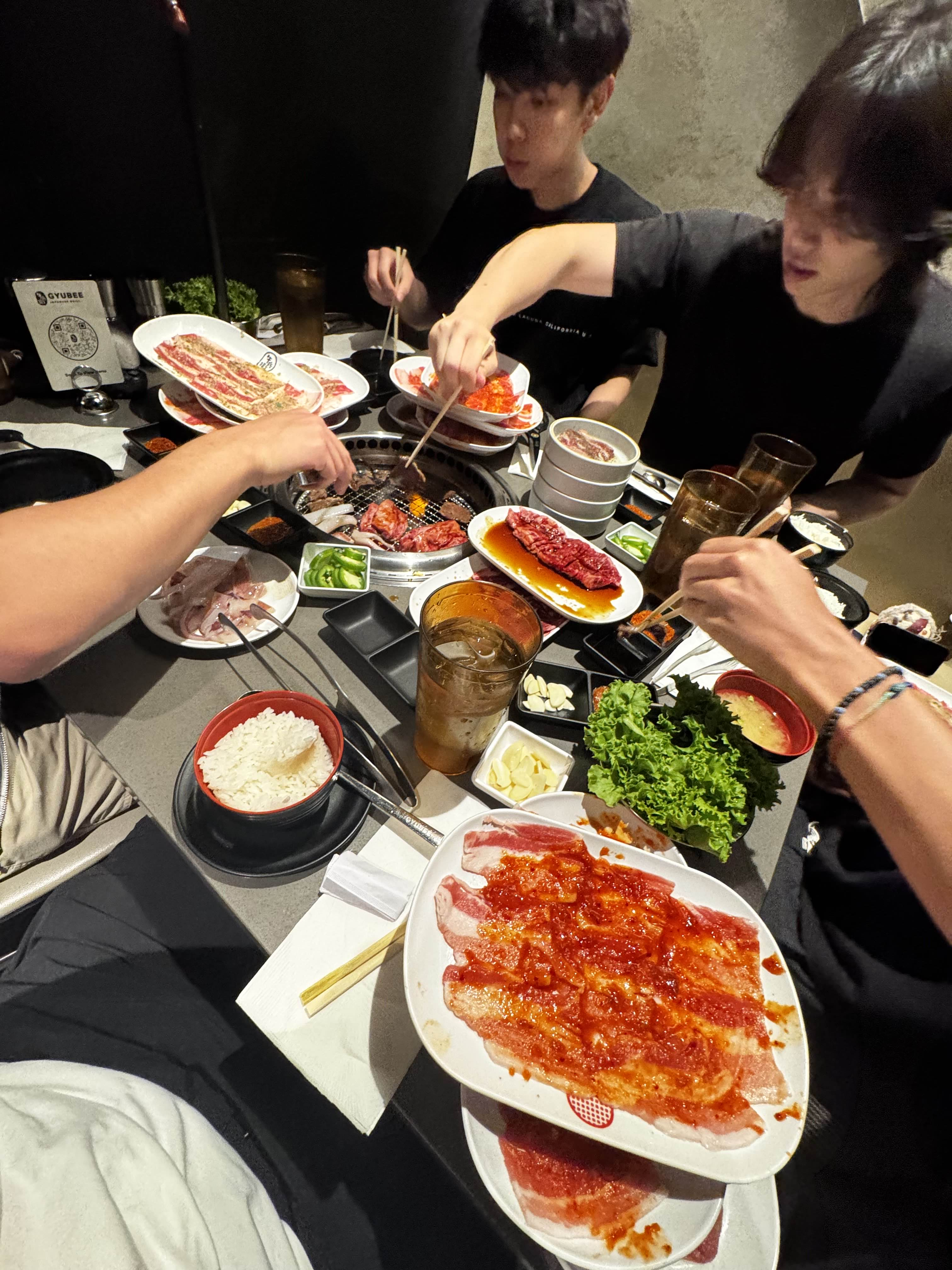 Korean BBQ table mid-grill